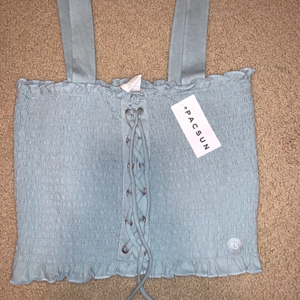 Blue, stretchy and cute crop top